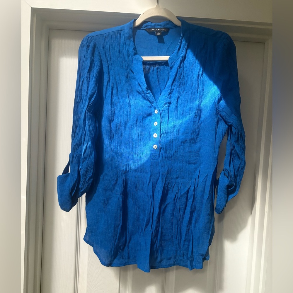 Zach and Rachel Vibrant Blue Textured Blouse